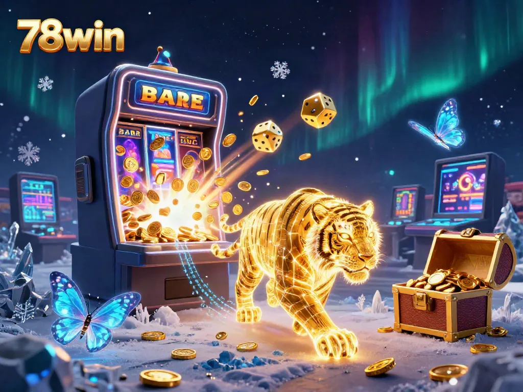 Experience high-energy gameplay at 78win with a dynamic casino scene featuring a neon tiger and jackpot elements.