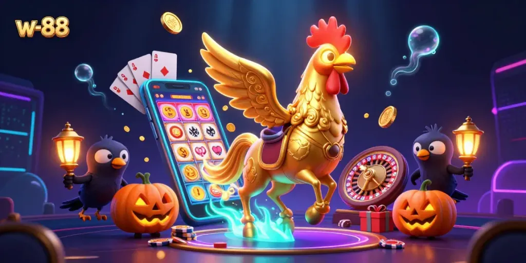 Experience thrilling gaming with w-88's vibrant casino scene featuring exciting action and rewards.