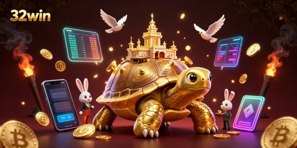 Engage in thrilling betting at 32win with 3D cartoon characters and vibrant casino elements.