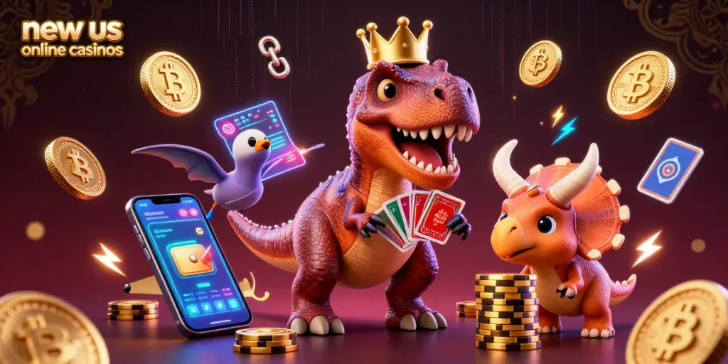 Engage with exciting new us online casinos showcasing unique gameplay mechanics and vibrant casino illustrations.