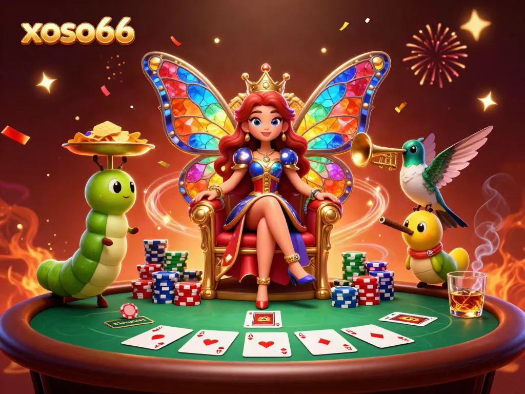 Experience immersive gaming at xoso66 with a vibrant casino scene showcasing rich 3D elements and festive energy.