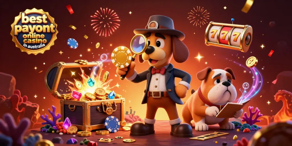 Explore the best payout online casino in australia with 3D cartoon characters finding treasure and games.