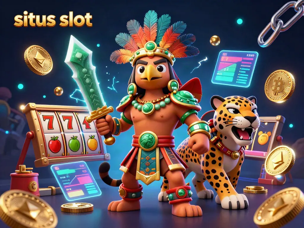 Spin the reels and experience situs slot thrills with a detailed casino-themed illustration.