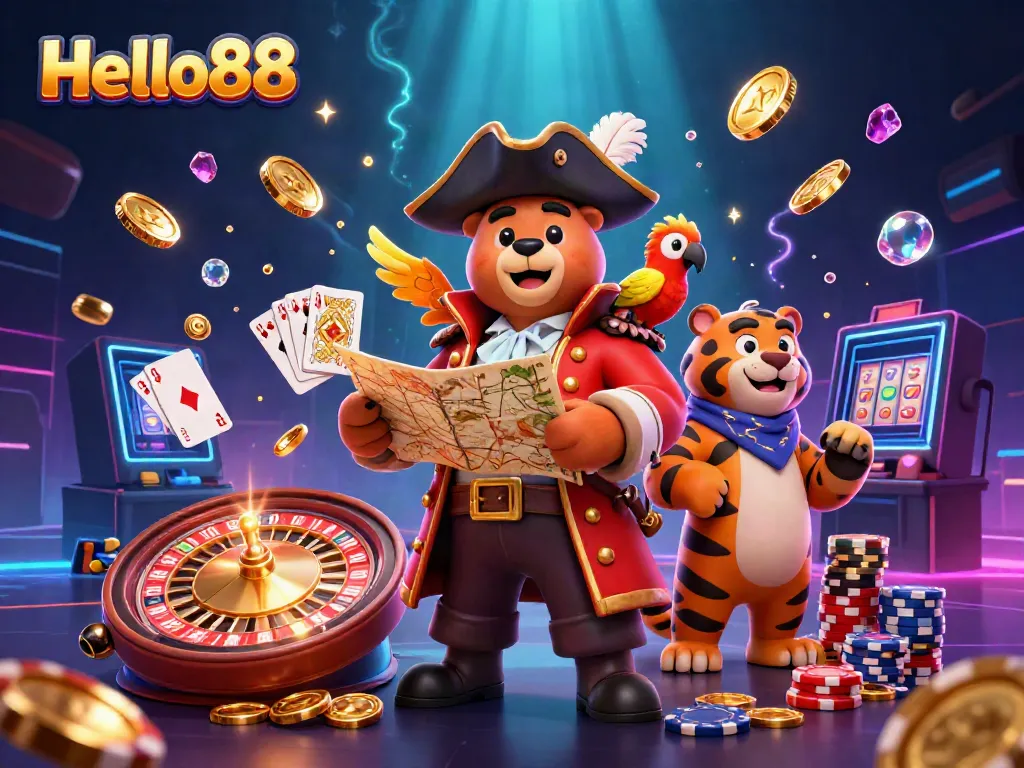 Experience exciting gameplay at Hello88 with our vibrant pirate-themed casino atmosphere.