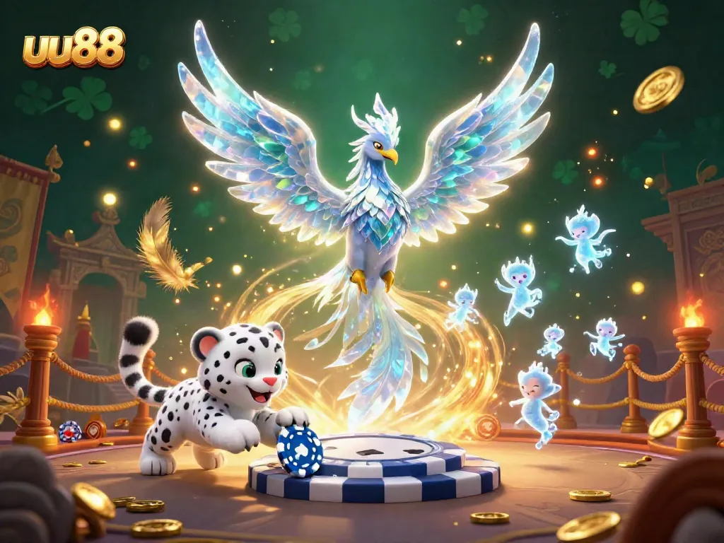 Experience thrills with uu88 in a vibrant online casino scene featuring ice phoenix and snow leopard.